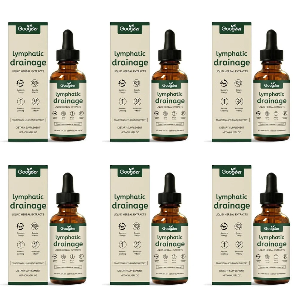 Googeer Lymphatic Drainage Herbal Drops with Uncaria Rhynchophylla and Red Clover, 60 Ml Bottle, 1 Ml Daily Use for Adults