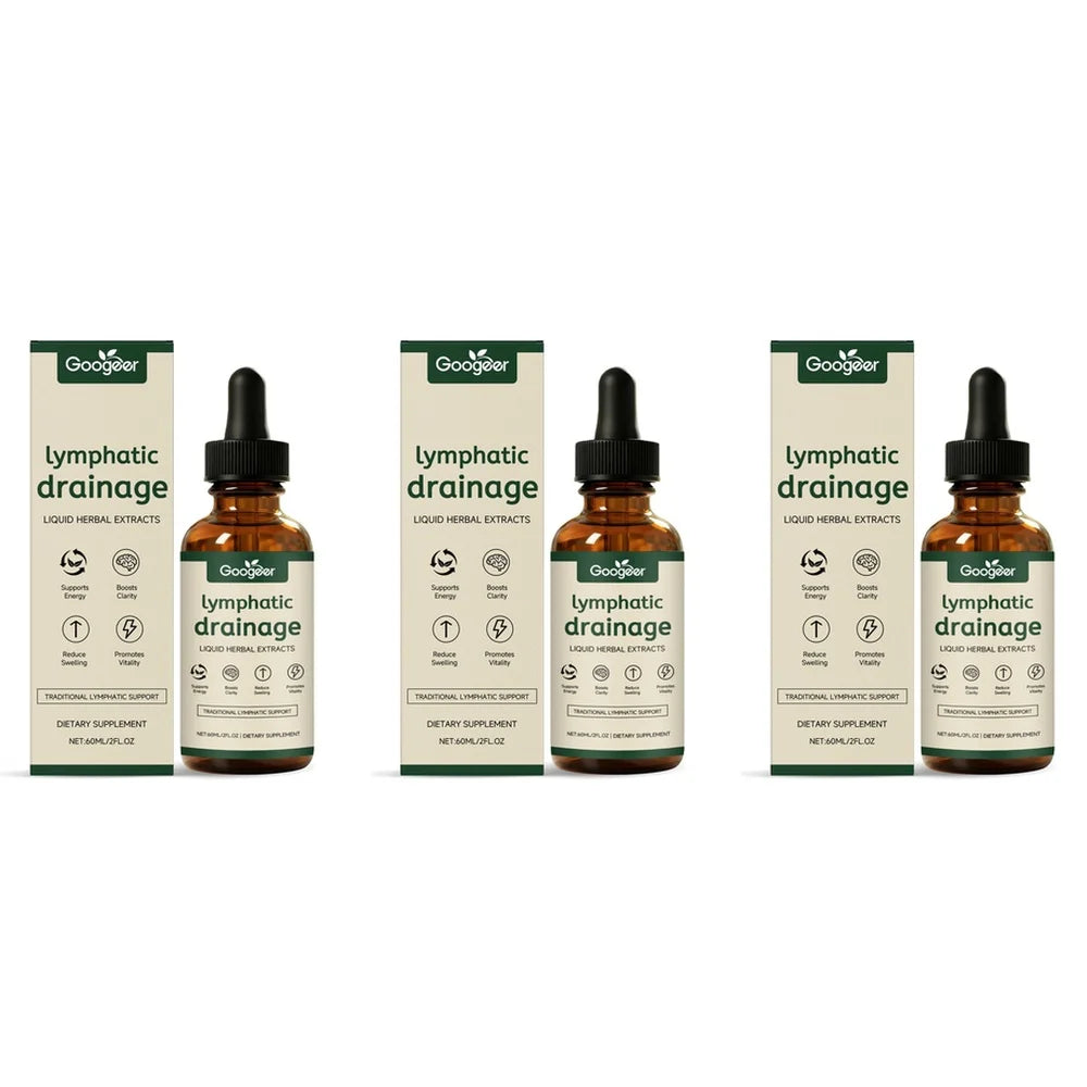 Googeer Lymphatic Drainage Herbal Drops with Uncaria Rhynchophylla and Red Clover, 60 Ml Bottle, 1 Ml Daily Use for Adults