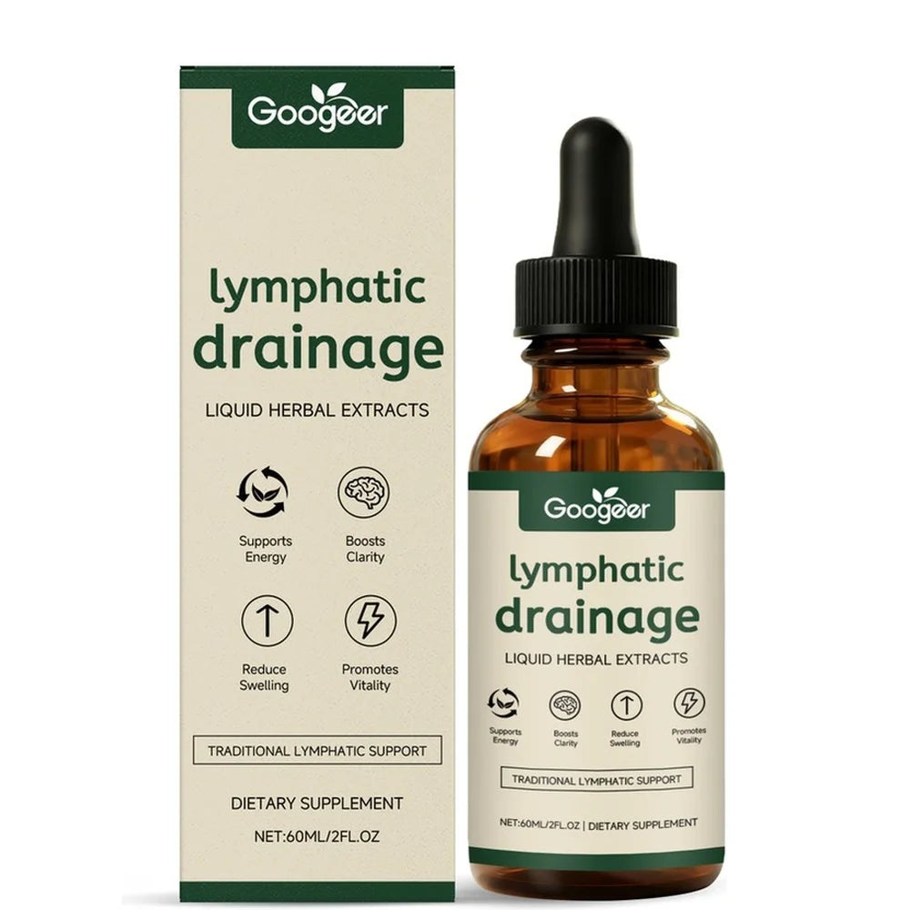 Googeer Lymphatic Drainage Herbal Drops with Uncaria Rhynchophylla and Red Clover, 60 Ml Bottle, 1 Ml Daily Use for Adults