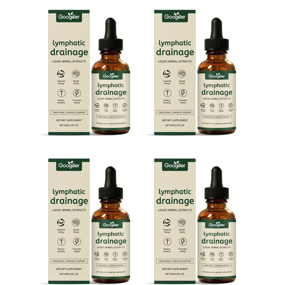 Googeer Lymphatic Drainage Herbal Drops with Uncaria Rhynchophylla and Red Clover, 60 Ml Bottle, 1 Ml Daily Use for Adults