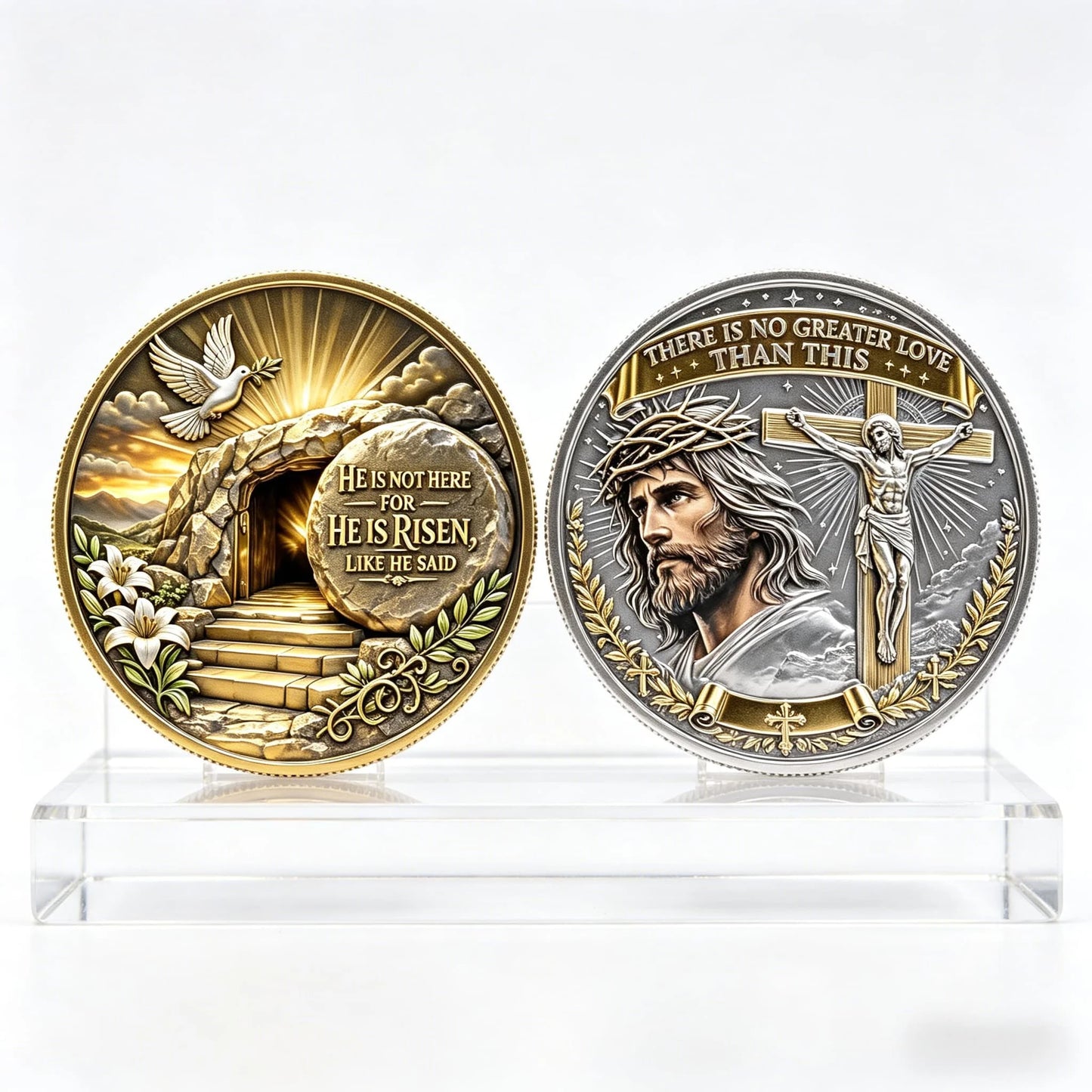 Religious Christian Themed Commemorative Coin 3D Embossed Jesus & Cross Design Collectible Souvenir