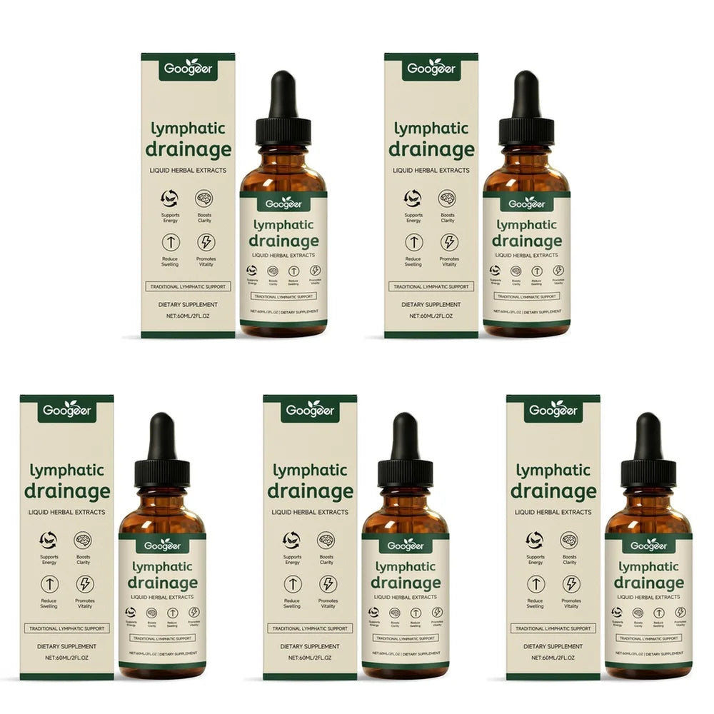 Googeer Lymphatic Drainage Herbal Drops with Uncaria Rhynchophylla and Red Clover, 60 Ml Bottle, 1 Ml Daily Use for Adults