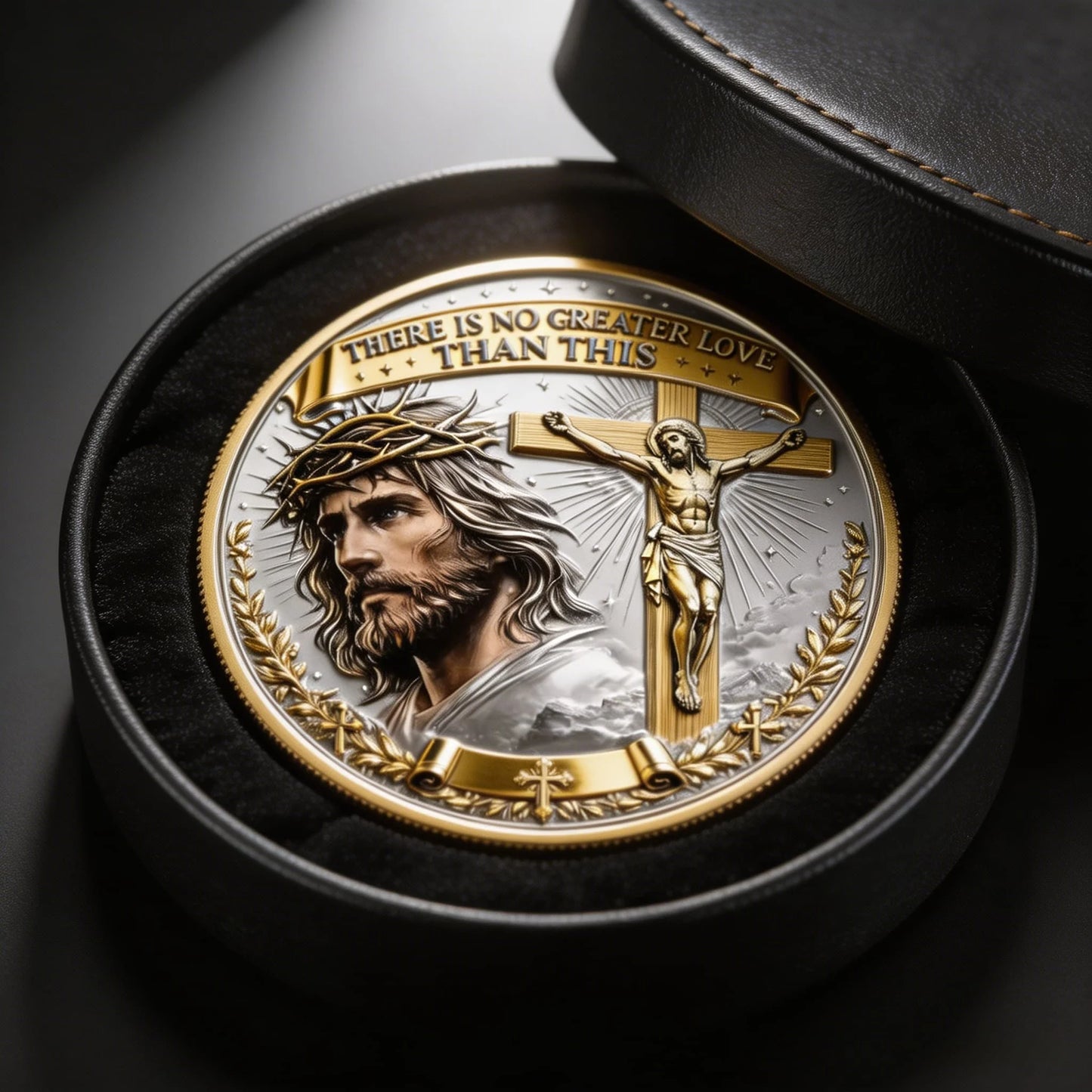 Religious Christian Themed Commemorative Coin 3D Embossed Jesus & Cross Design Collectible Souvenir