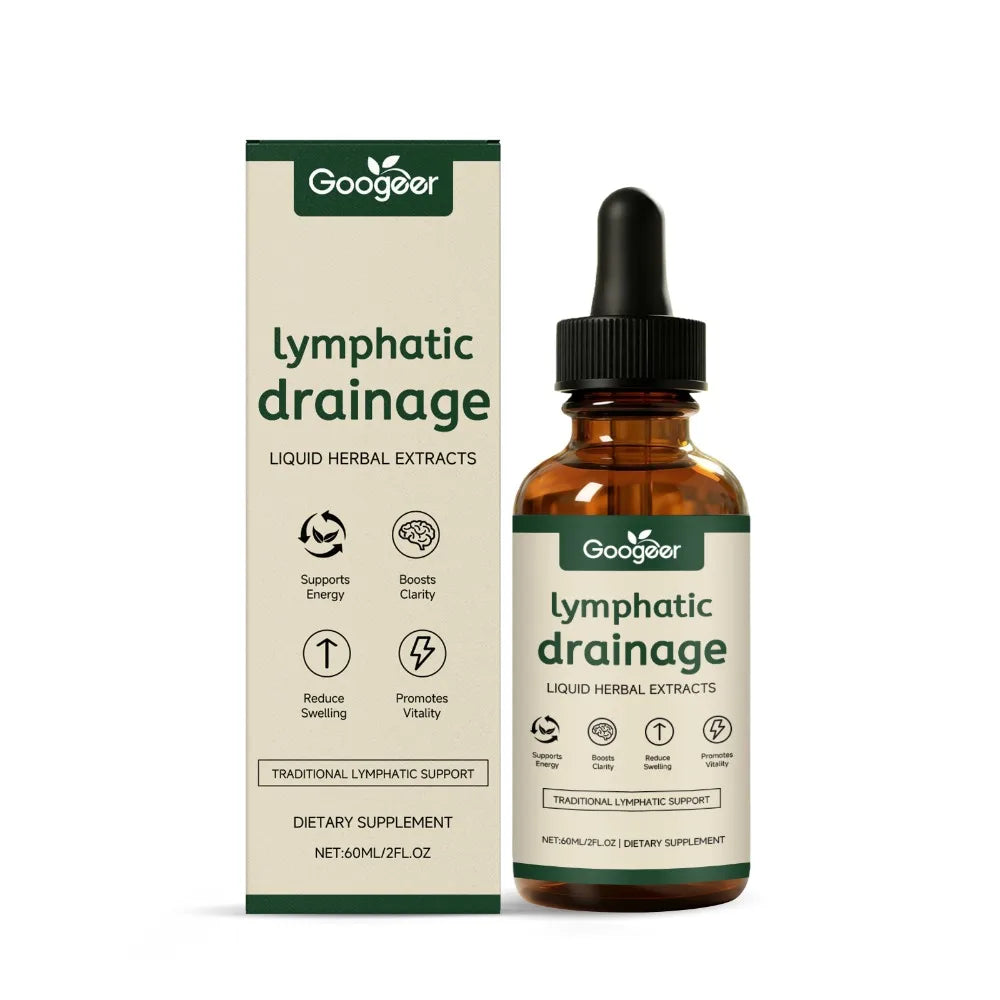 Googeer Lymphatic Drainage Herbal Drops with Uncaria Rhynchophylla and Red Clover, 60 Ml Bottle, 1 Ml Daily Use for Adults