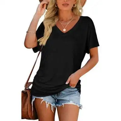 Soft V-Neck Dolman Loose Fit T-Shirt with Side Ruching