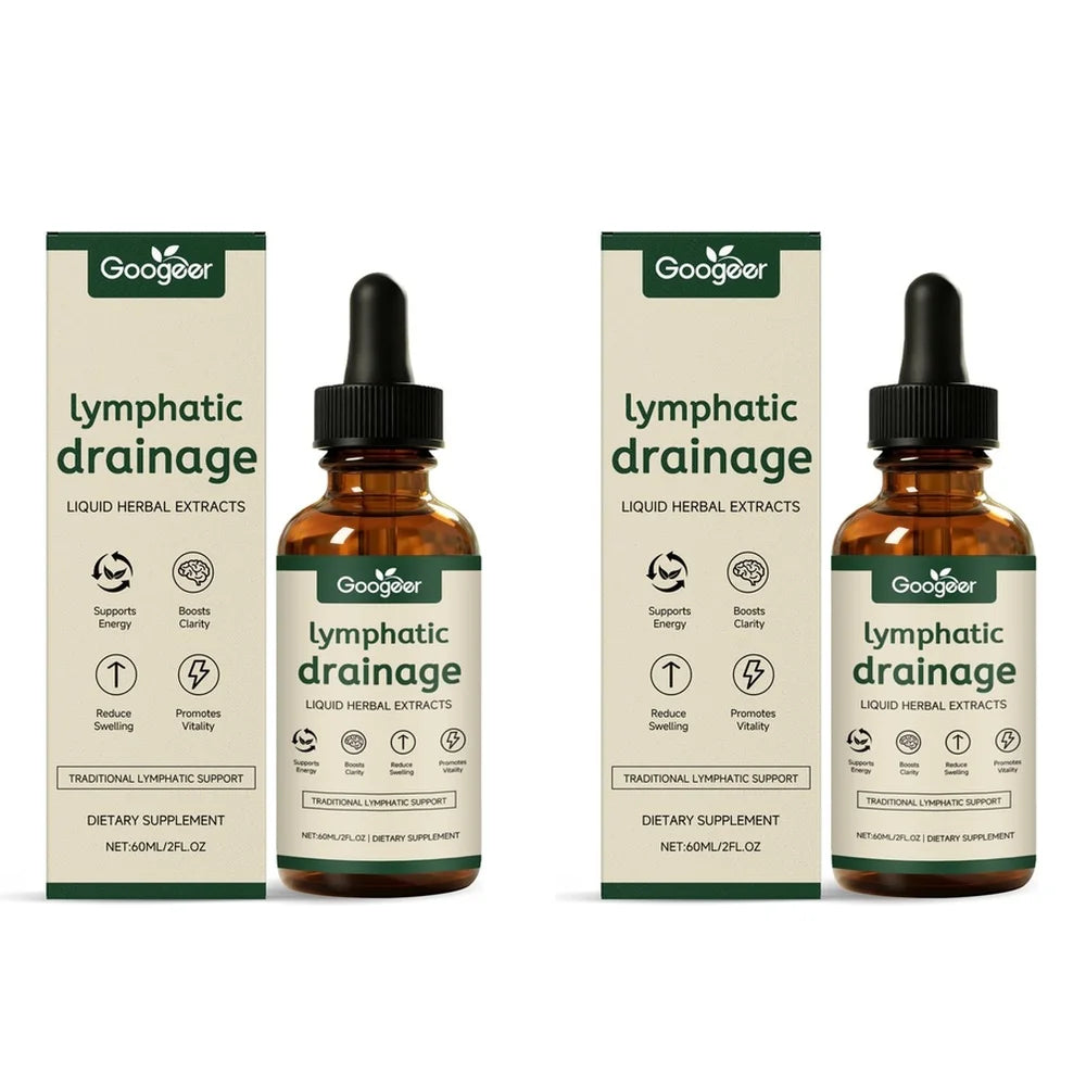 Googeer Lymphatic Drainage Herbal Drops with Uncaria Rhynchophylla and Red Clover, 60 Ml Bottle, 1 Ml Daily Use for Adults
